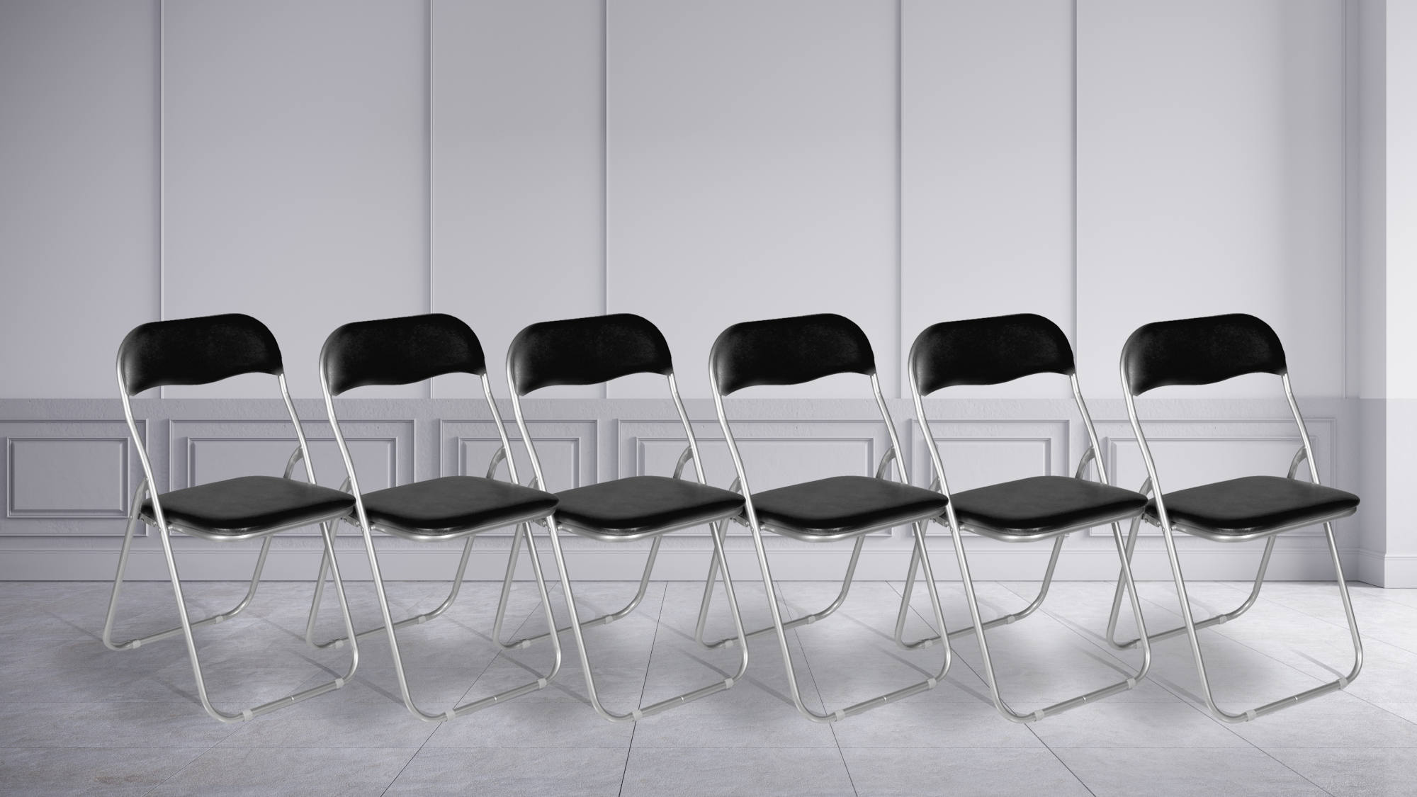 Set di sei sedie pieghevoli, colore nero, Misure 43 x 47 x 78 cm