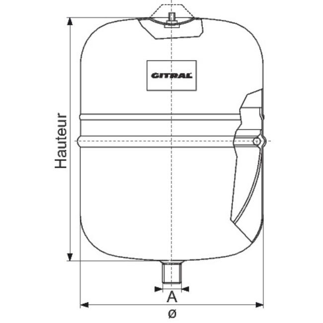 GITRAL vase expansion sanitaire Hydrochaud avec kit pour installation