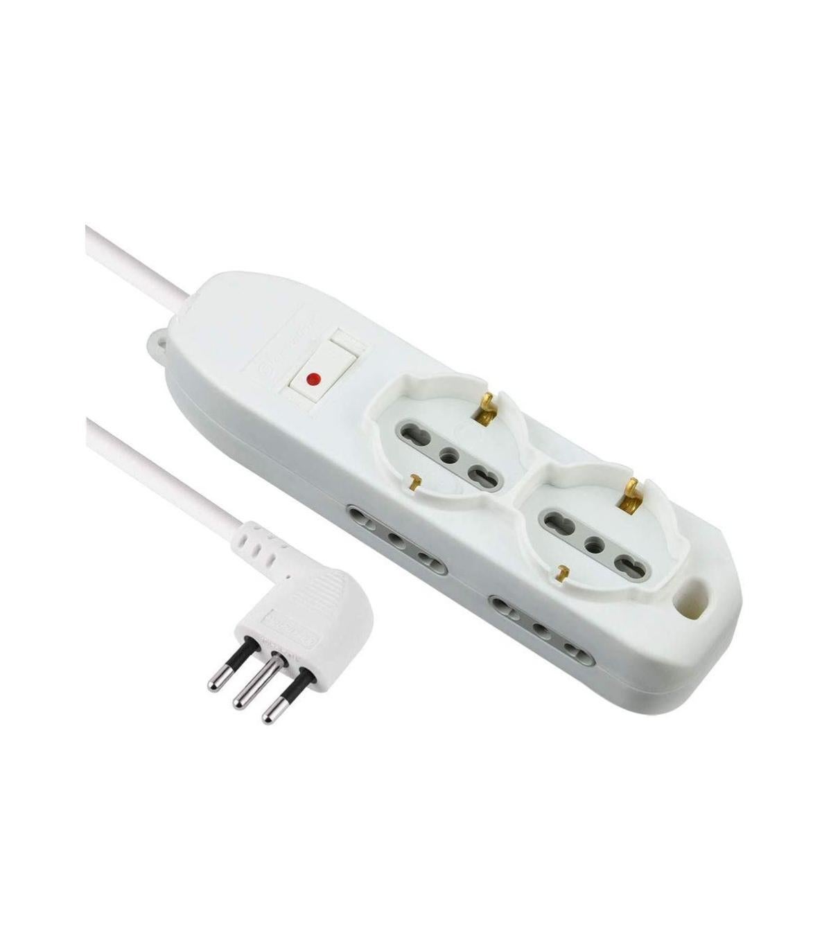 Multipresa Electraline 6 Posti - 2 Polivalenti, 4 Bivalenti, Cavo 2m, Bianco - Foto 4