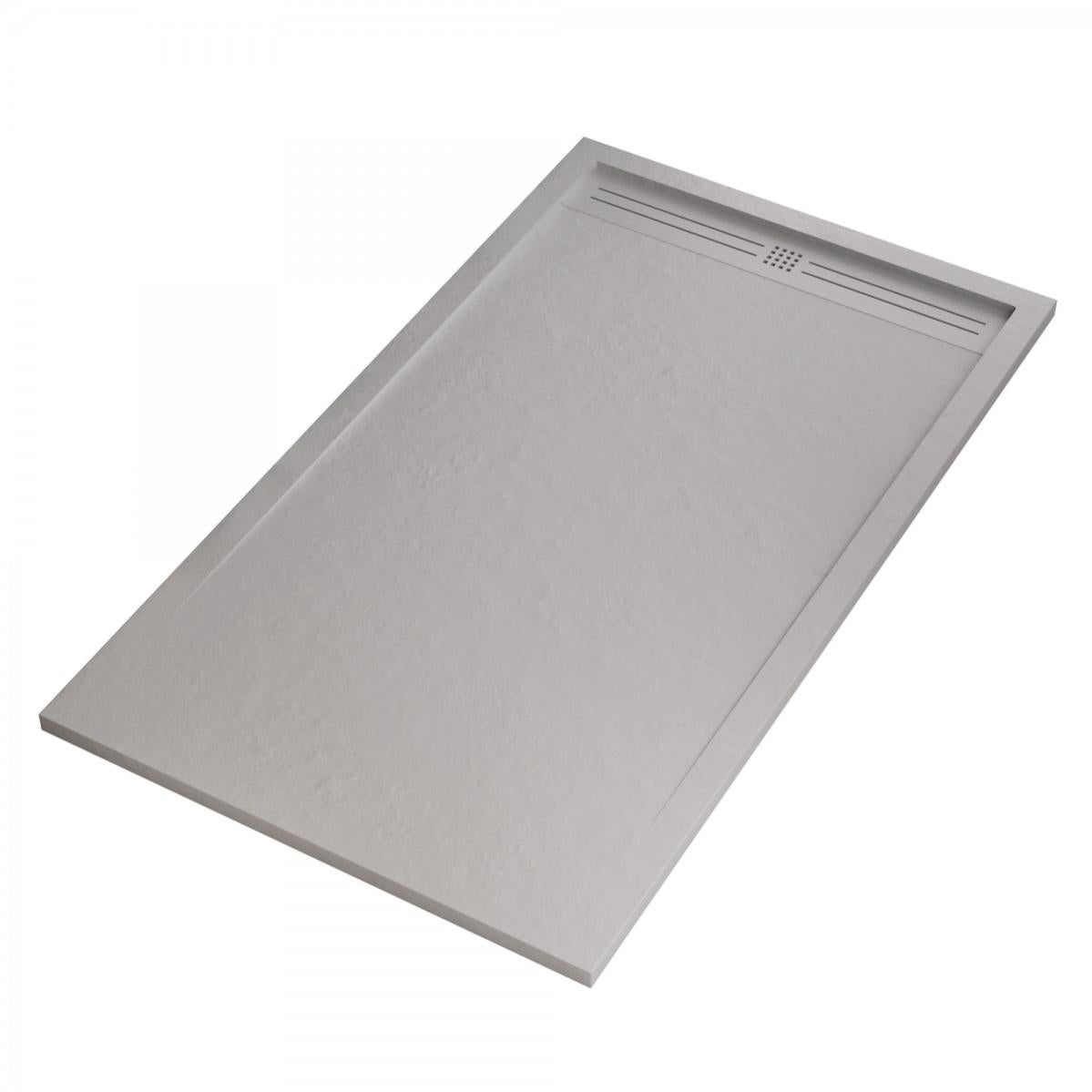 Plateau De Douche Effet Pierre 70x170 Cm, Gris Ciment, Avec Bonde, Neuf