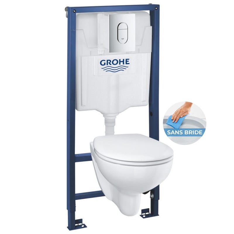 WC suspendu GROHE Bau (sans bride, 3/6l, pour réservoir encastré