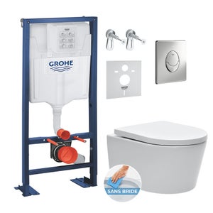 Grohe Pack WC Bâti-support Rapid SL + WC sans bride Brevis +