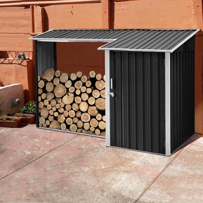 abri buches 1 5 steres avec rangement en acier 2 8 m zagreb leroy merlin