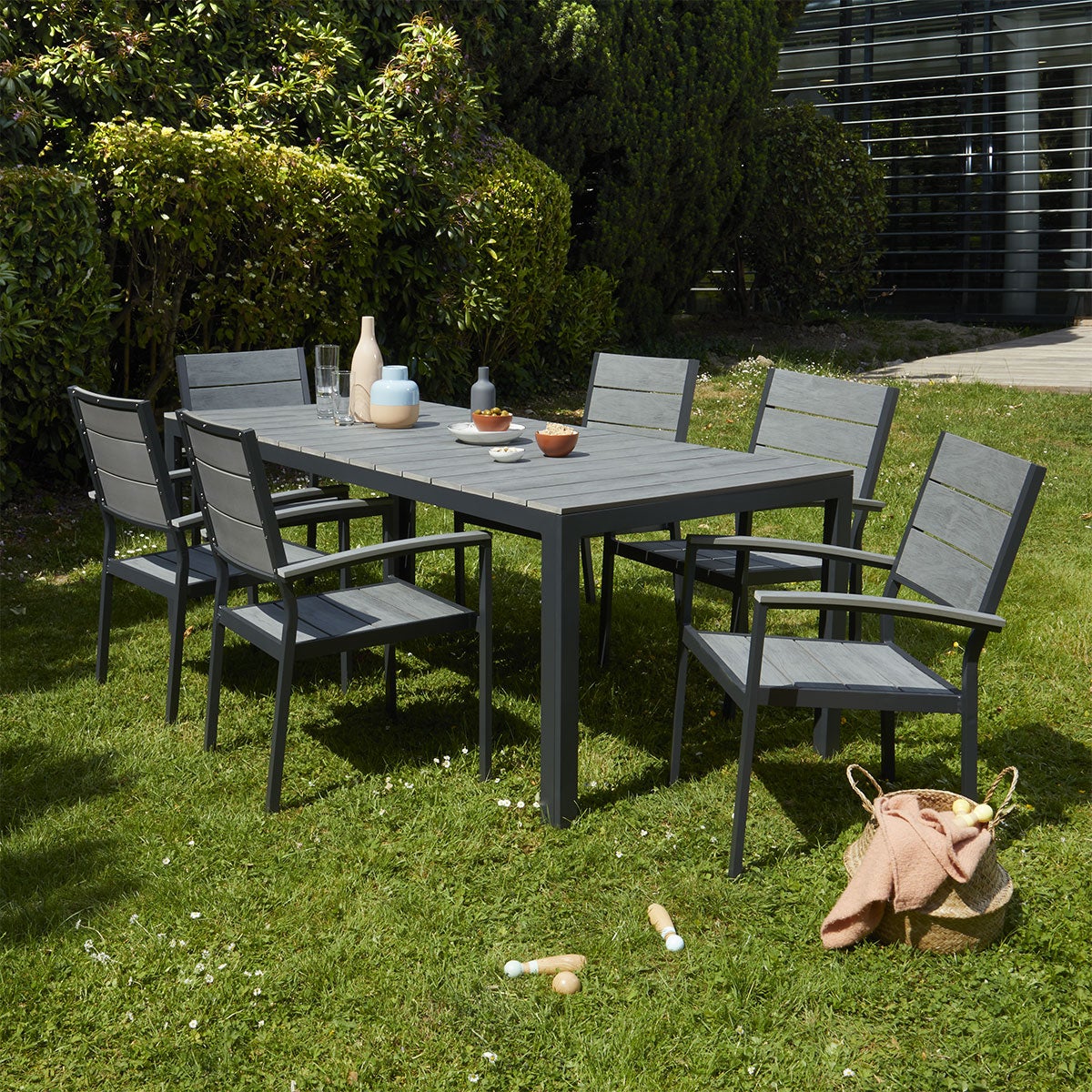 Salon De Jardin En Aluminium Et Polywood  6 Fauteuils  Leroy Merlin