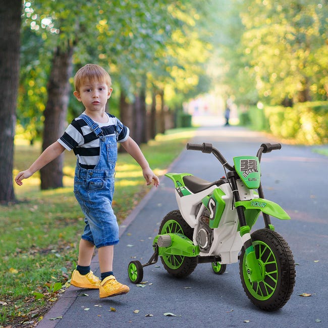 Moto Cross Électrique Enfant Avec Roulettes Amovibles - Jeux