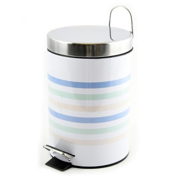 Poubelle à Pédale Inox Miroir 3L MSV - Poubelle Salle De Bain Compacte Et Hygiénique