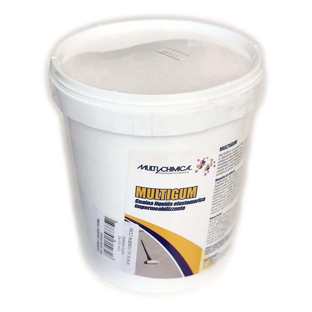 Multichimica multigum 5lt guaina liquida elastomerica impermeabilizzante,  formato da 5lt, colori disponibili bianca