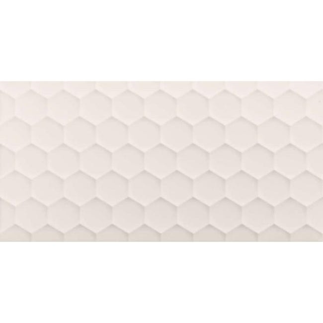4d Hexagon White 40x80 Cm Faience A Relief Nid D Abeilles Blanc Mate Leroy Merlin
