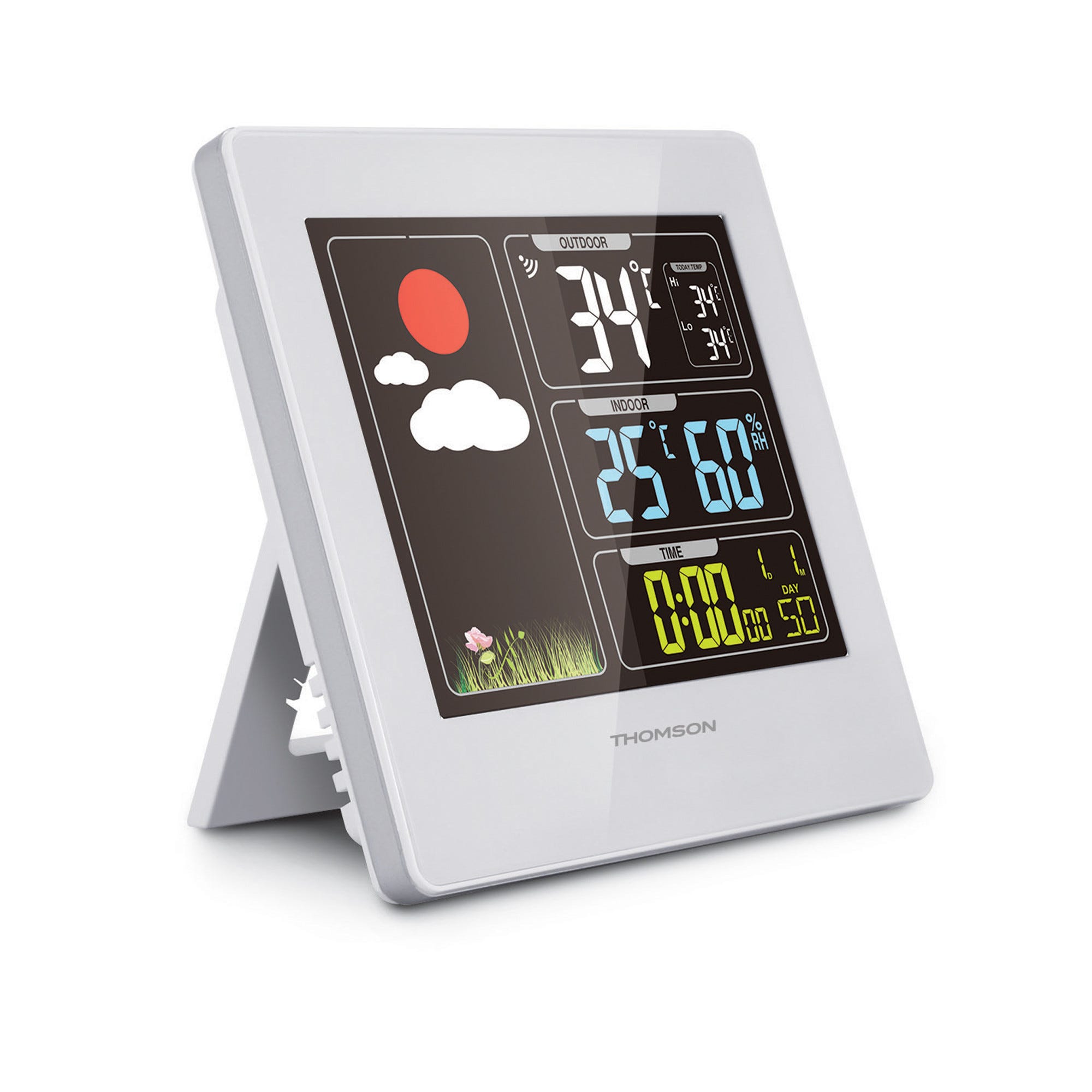 Station météo écran couleur sans fil affichage température  extérieur/intérieur Thomson