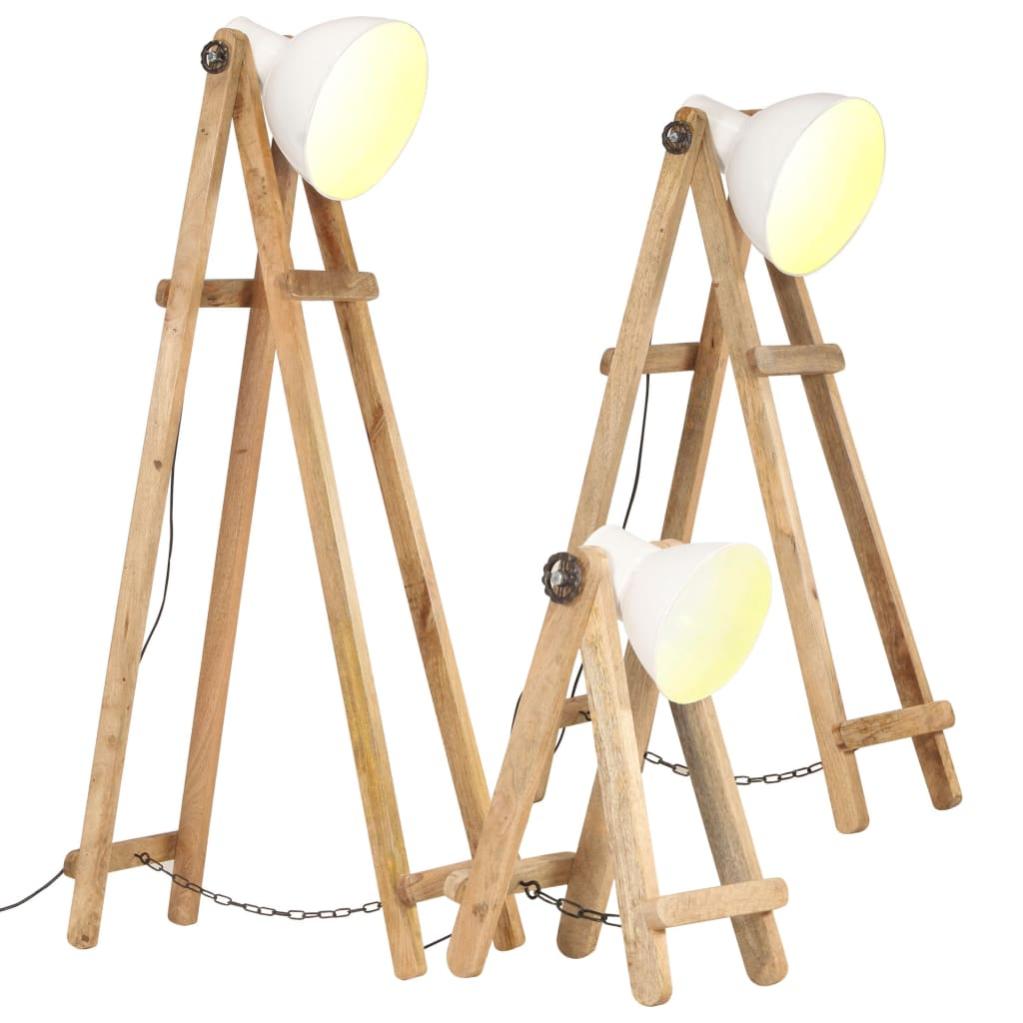 Lampada Piantana Treppiedi Legno Cupola Acciaio Delhi GD Trio GD Trio