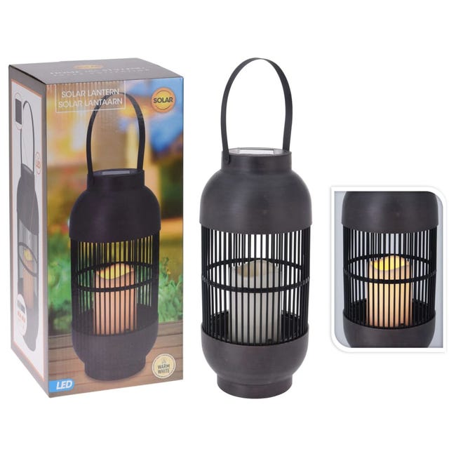Especificado auxiliar Ejecutable ProGarden Farol solar LED con vela ratán negro | Leroy Merlin