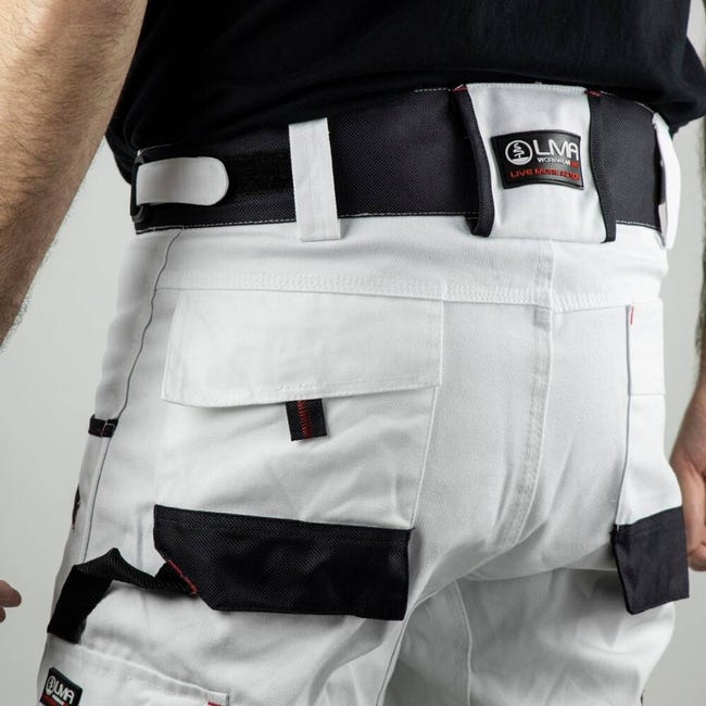 Pantalon peintre Aérosol tricolore avec poches genouillères Blanc