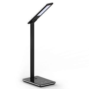 Lampe de table design grise avec LED avec chargeur sans fil - Don
