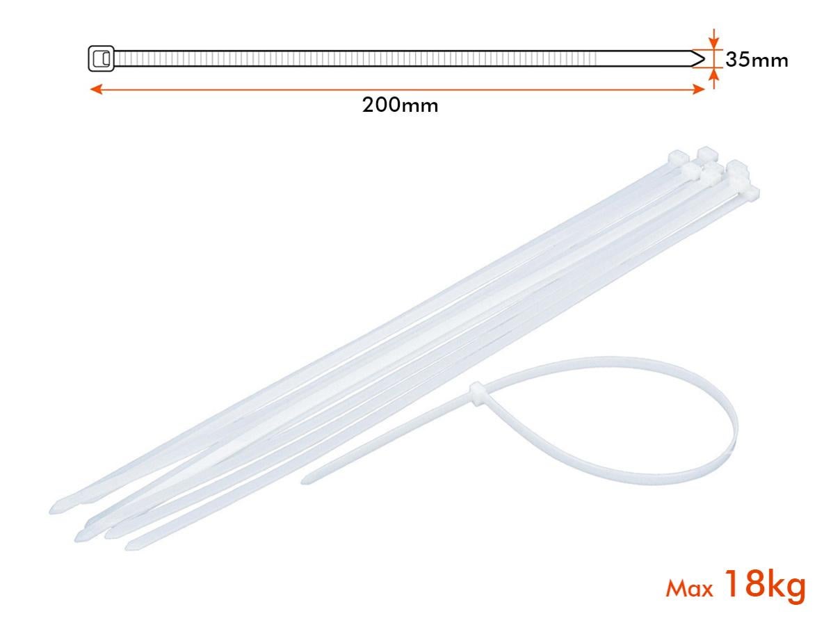 Fascette Per Cablaggi Elettrici 100 Fascette Stringicavo In Nylon, 8 Pollici, Resistenza 18 Libbre – Colore Bianco Naturale Fascette 8 Pollici