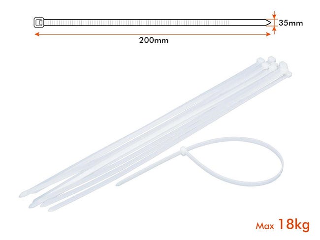 Fascette Per Cablaggi Elettrici 100 Fascette Stringicavo In Nylon, 8 Pollici, Resistenza 18 Libbre – Colore Bianco Naturale Fascette 8 Pollici Fascette Per Cablaggi Elettrici 100 Fascette Stringicavo In Nylon, 8 Pollici, Resistenza 18 Libbre – Colore Bianco Naturale Fascette 8 Pollici