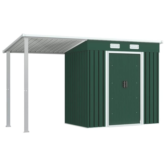 Abri De Jardin Avec Toit Etendu Vert 346x121x181 Cm Acier Vidaxl Leroy Merlin