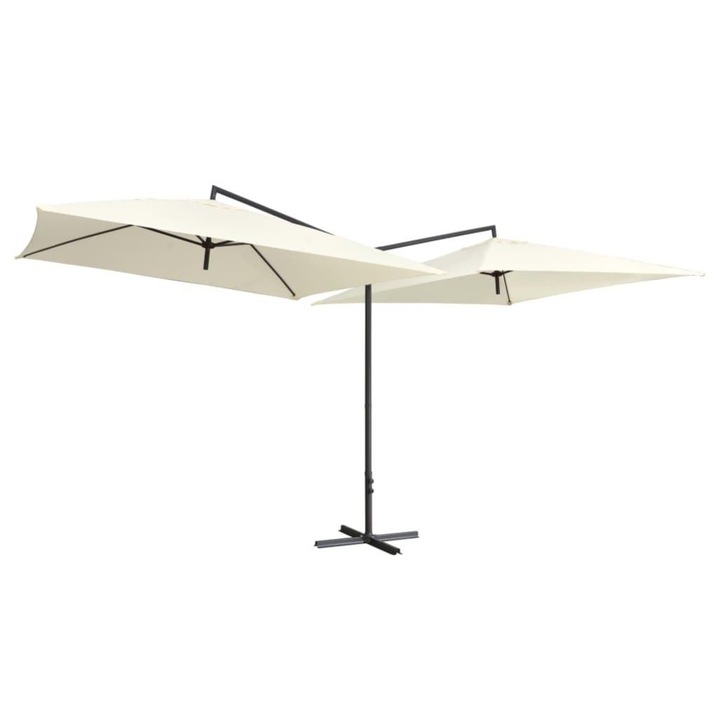 Ombrellone Da Giardino VidaXL Con Palo In Acciaio Effetto Legno – Diametro 240 Cm, Colore Sabbia, Protezione UV