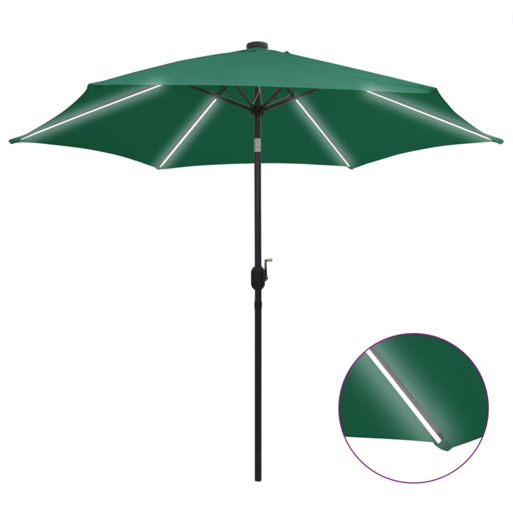 vidaXL Ombrellone a Muro con Palo in Metallo 300 cm Verde