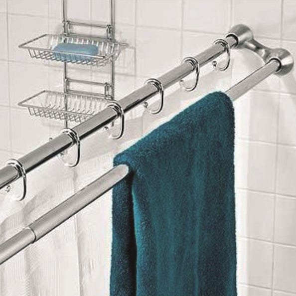 MSV Barre tringle pour rideau de douche ou baignoire Double extensible à  fixer en Alu 125-225cm Inox