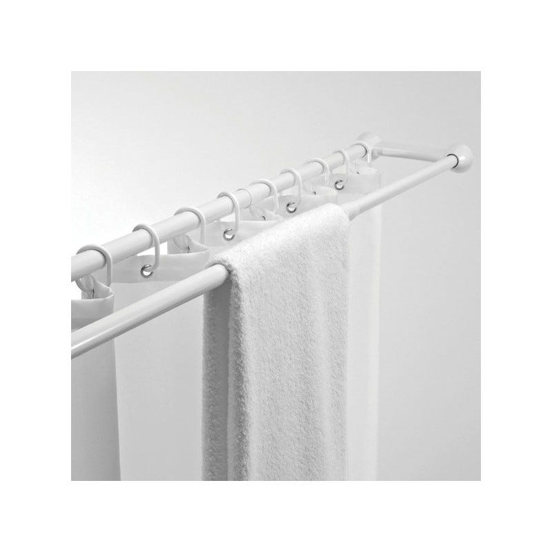 MSV Barre tringle pour rideau de douche ou baignoire extensible sans perçage  en Alu 140-260cm Blanc
