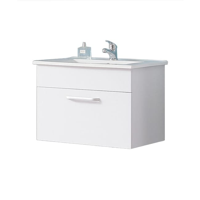 Meuble Sous Vasque A Suspendre Avec Lavabo Blanc L 58cmxp 38cmxh 41cm Leroy Merlin