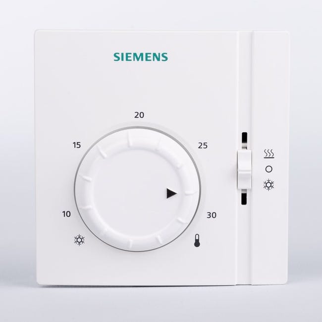 Siemens Termostato de ambiente de temperatura única de acción directa  192-202 con relé de dos tubos, 3.375 pulgadas de altura, 2.125 pulgadas de