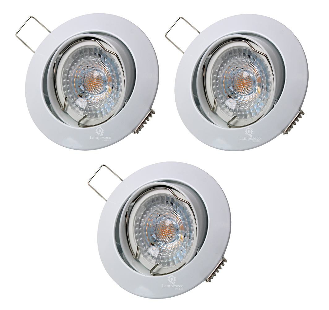 Lot De 3 Spot Led Ronde Blanc Orientable 38° Blanc Chaud Leroy Merlin