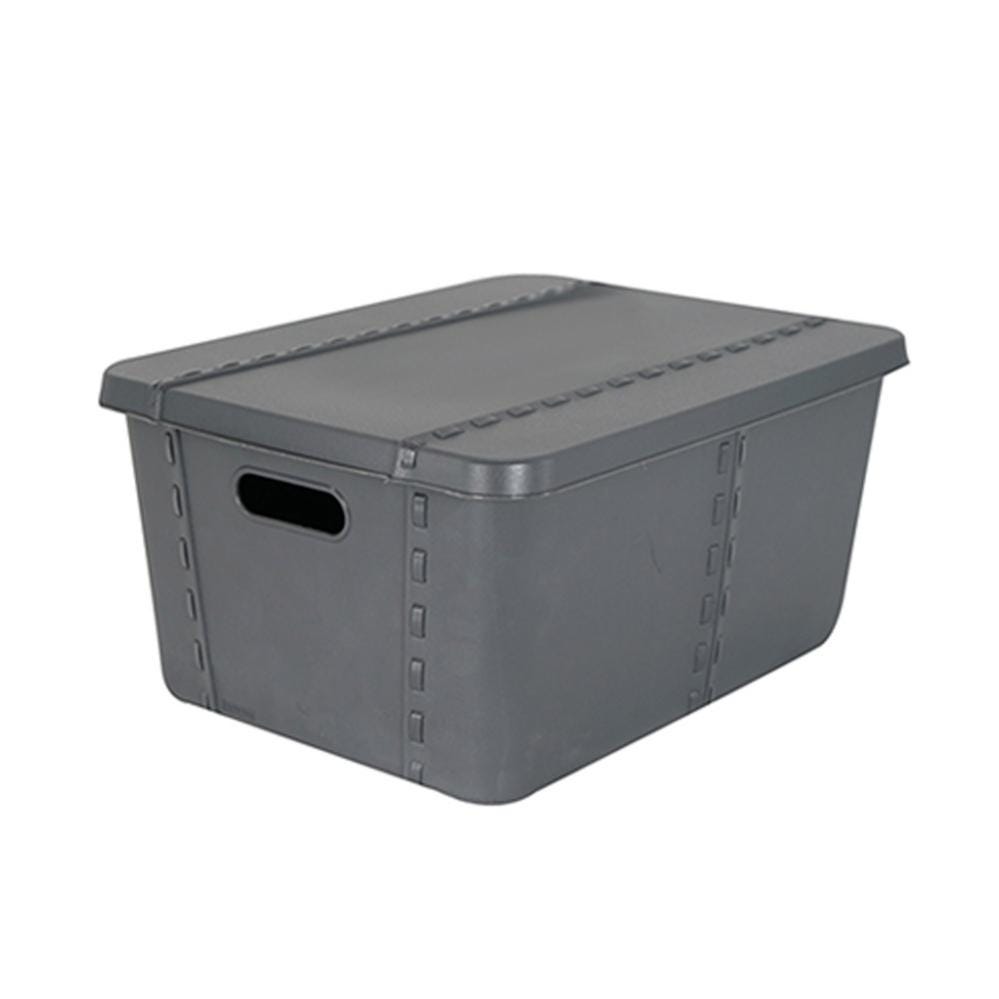 Pack de 2 Cajas Organizadoras con Tapa, Plastico, Diseño Transpirable (13  litros, Blanca)
