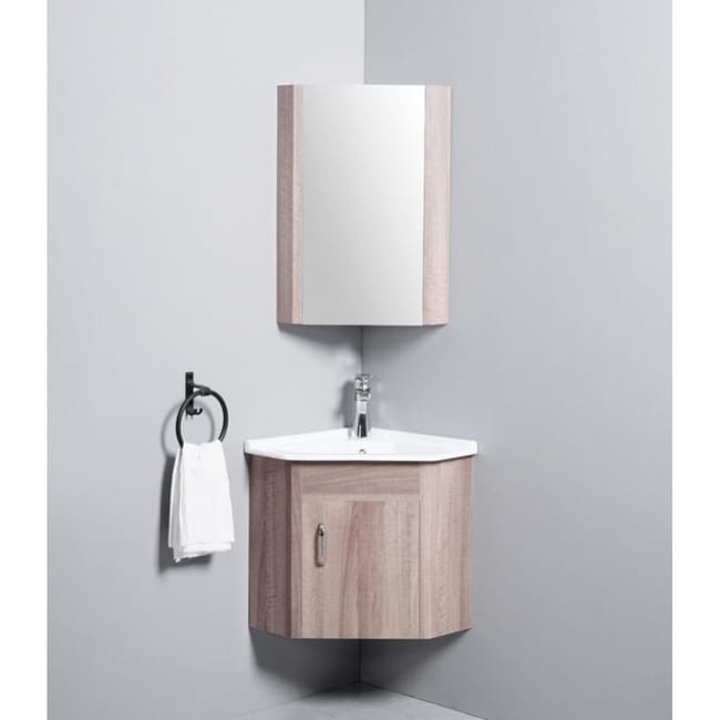 Meuble De Salle De Bain D Angle Gain De Place Lave Main Bois 42x42 Cm Corner Leroy Merlin