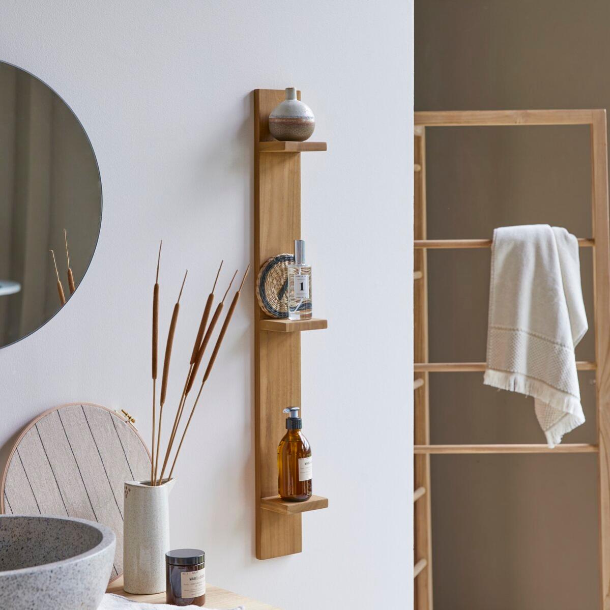 Scaffale Da Terra Per Bagno In Bambù Deluxe - 5 Ripiani, Ecologico, 109 Cm Di Altezza