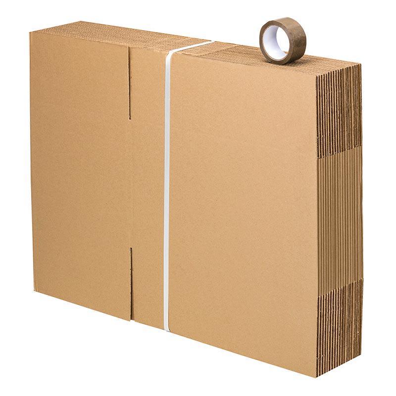 Carton Déménagement Avec Poignées, Kit 10 Cartons Taille L - 55x35x30 cm, Renforcé (jusqu'à 25 kgs), Double Cannelure
