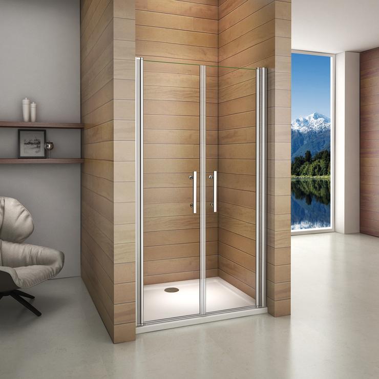 GINA Porte de douche battante hauteur 180 cm verre et aluminium