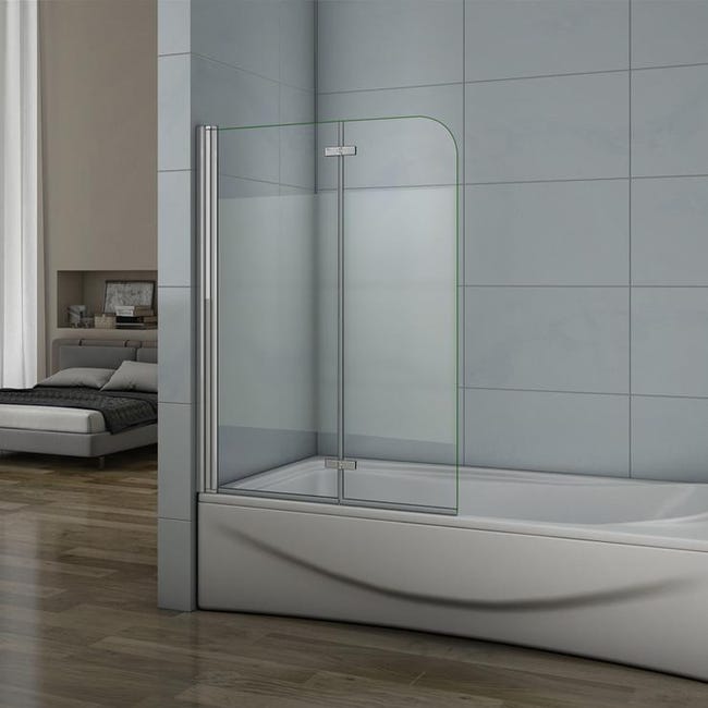 Pare Baignoire Pivotant Relevable Transparent Chrome H 140 X L 123 Cm Lift Leroy Merlin