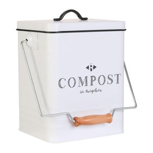 Morezi Poubelle Compost Cuisine,6L pour déchets alimentaires poubelle  cuisine,Comprend Filtres à Charbon,acier au carbone, poignées– Blanc :  : Cuisine et Maison