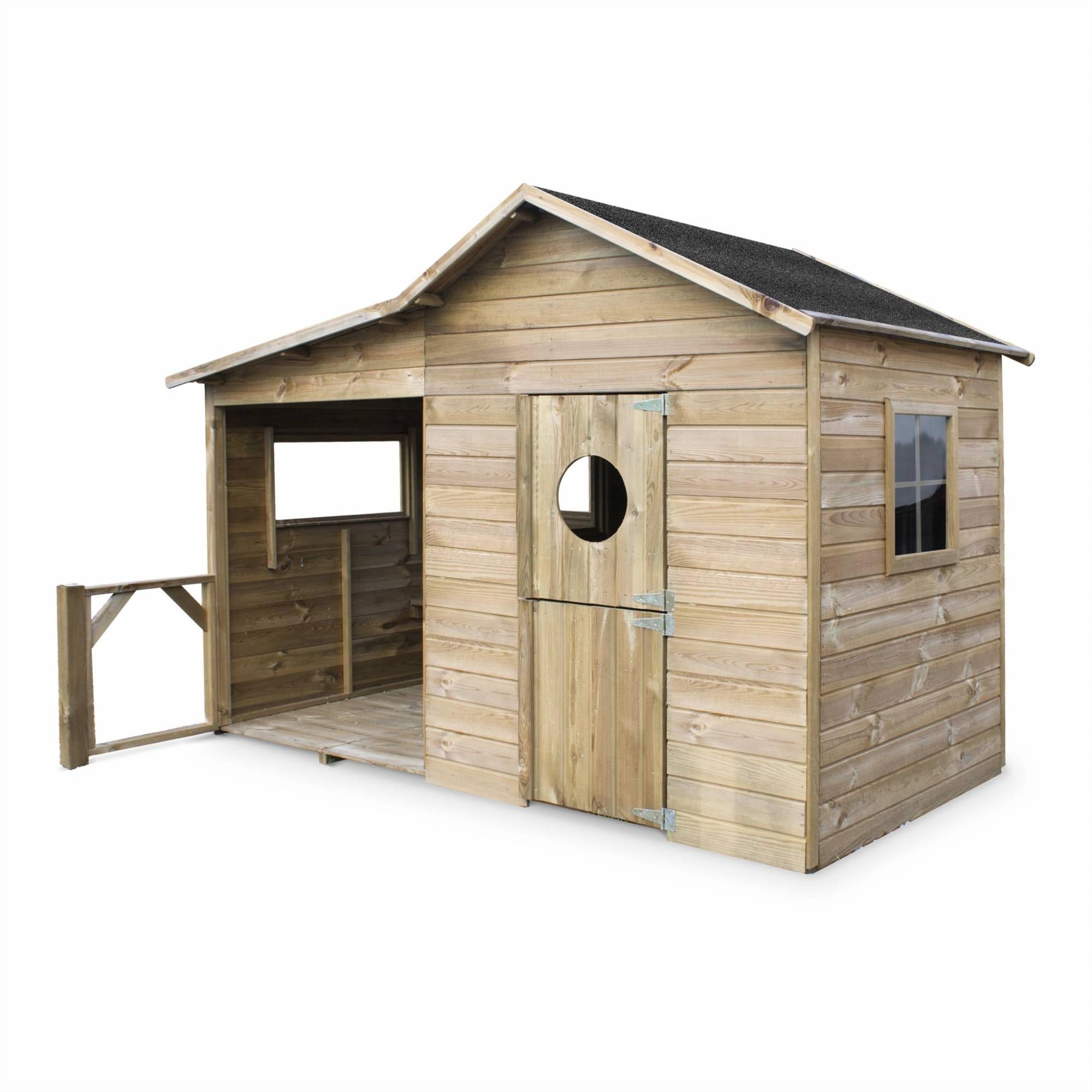 en bois Camelia de 3m² avec véranda. pin autoclave. cabane