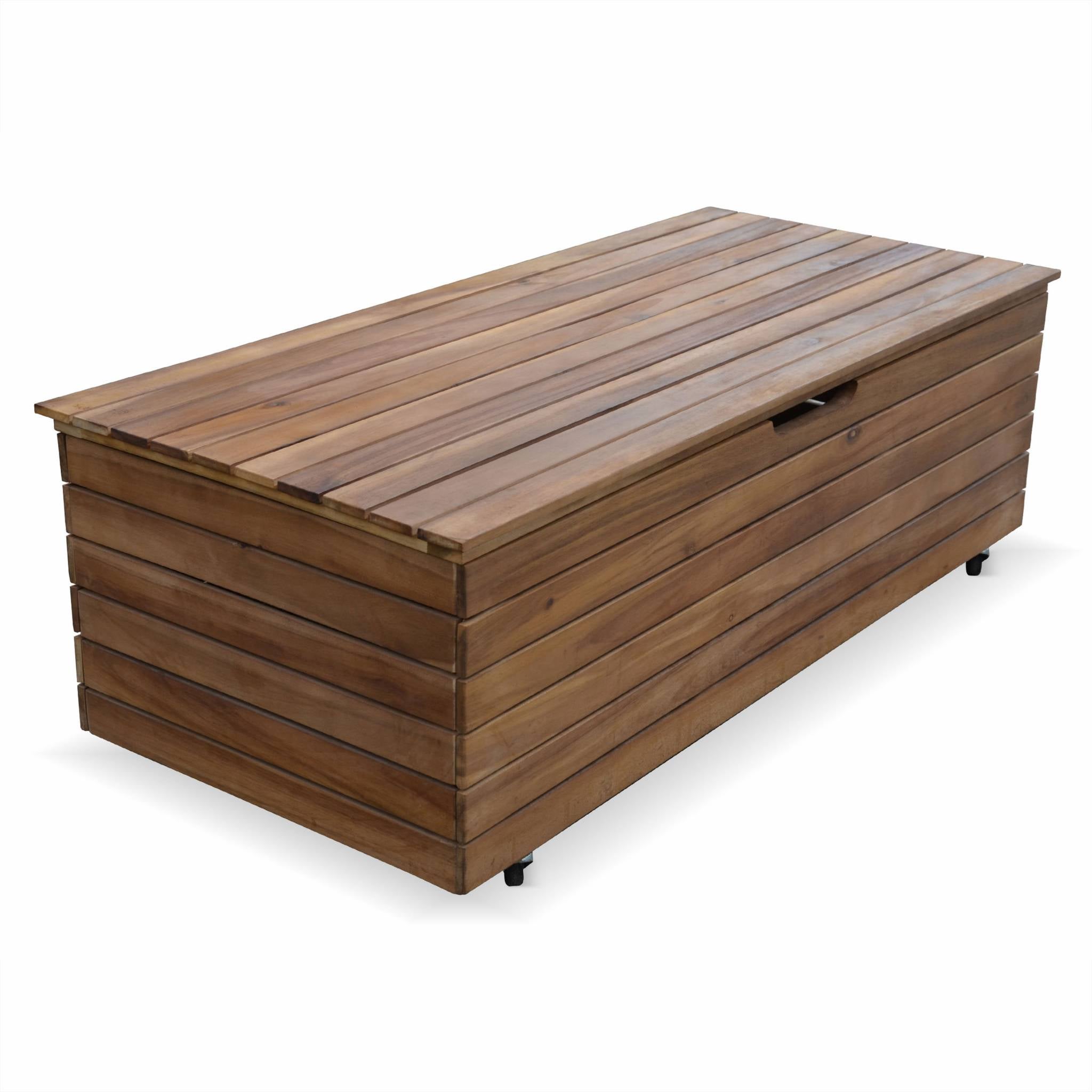 Coffre de jardin en bois avec coussin 125x60cm gris Caja