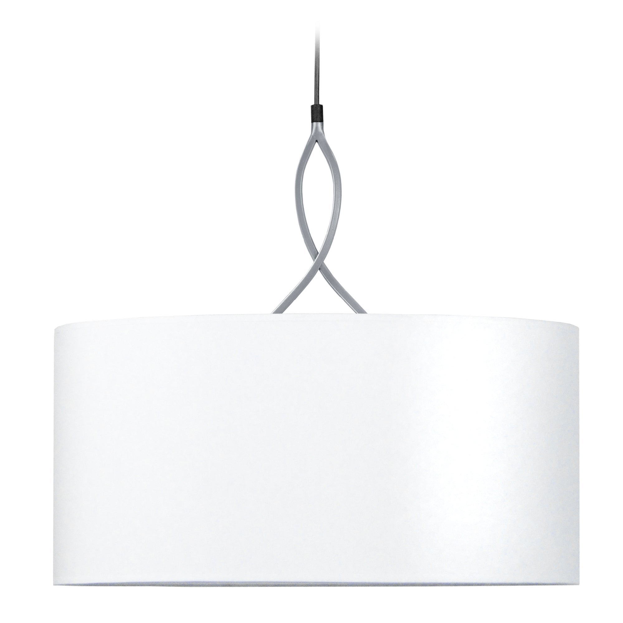 Elégance - lámpara colgante rectangular tela aluminio y blanco