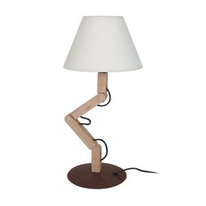 lampada da comodino legno naturale e taupe IDUN