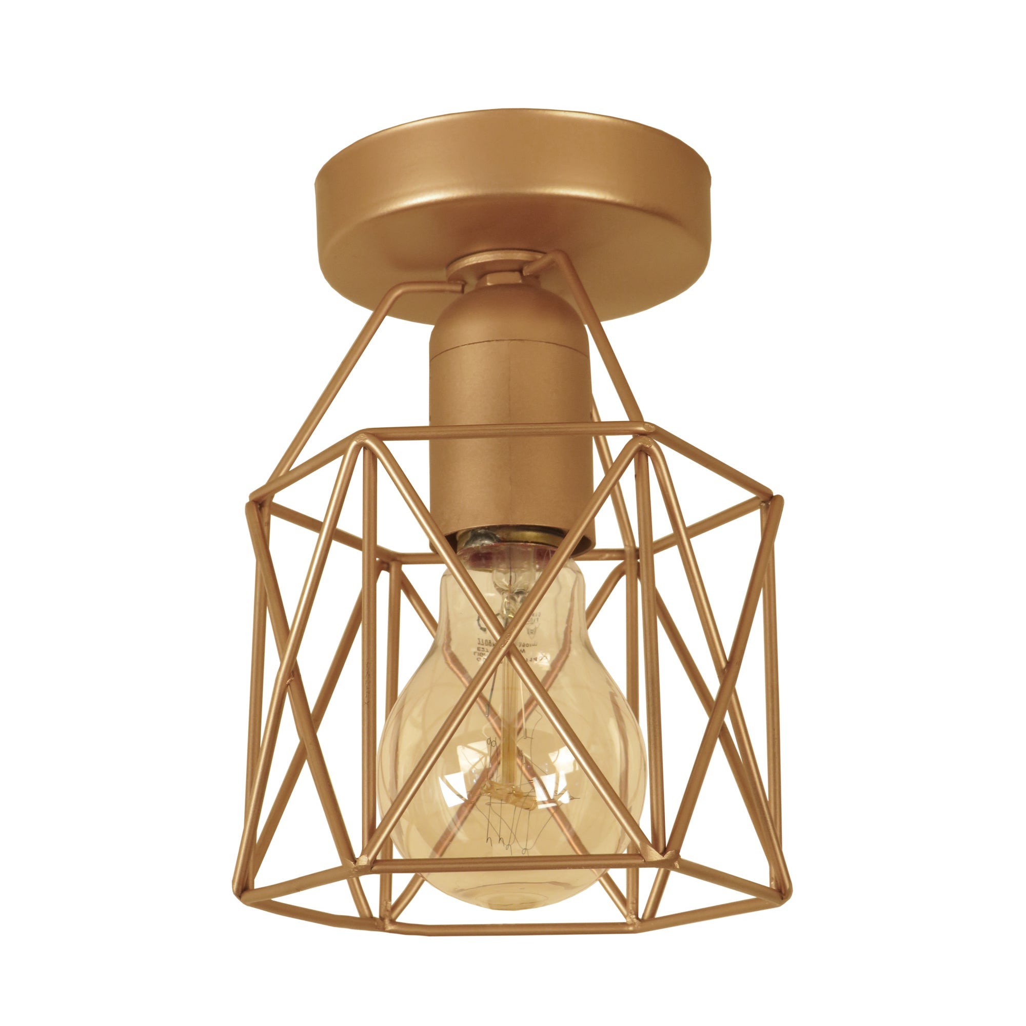 Lámpara de techo tosel olympia h metal geométrico dorado pantalla de lámpara metal castaño d12,5 x h17 cm