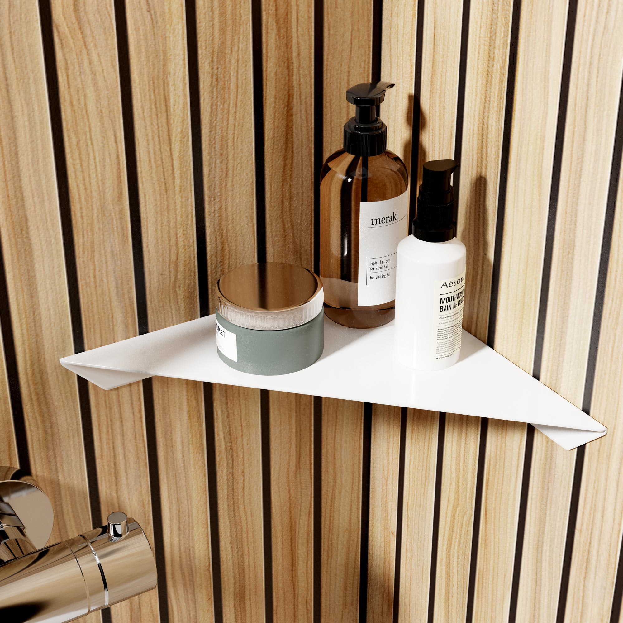 Schulte mensola per doccia autoadesiva, senza foratura, 23 x 23 x 3.5 cm,  bianco opaco, contenitore per doccia