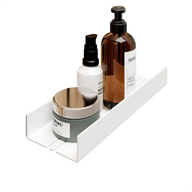 Schulte mensola per doccia autoadesiva, senza foratura, 28 x 9.5 x 3.5 cm,  bianco opaco, contenitore per doccia