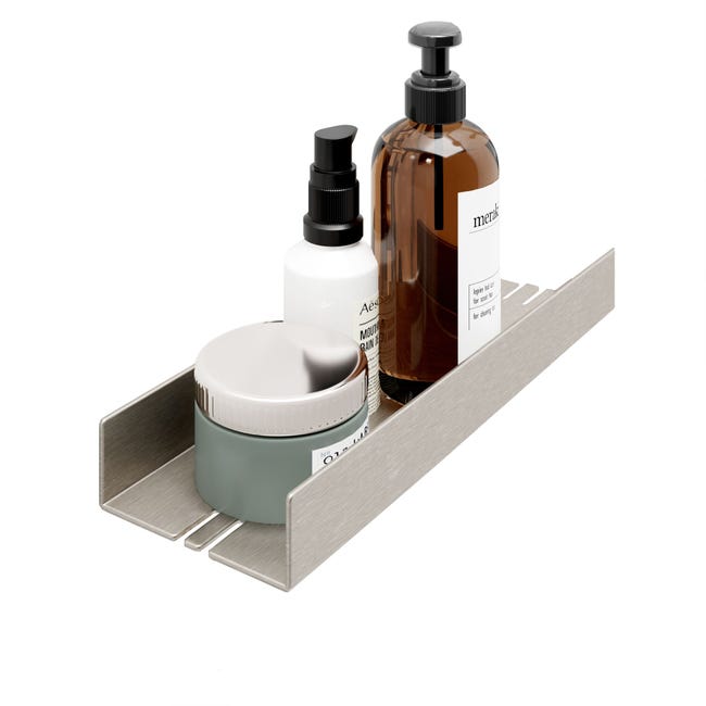 Schulte estante de ducha autoadhesiva, sin taladrar, 28 x 9,5 x 3,5 cm,  aspecto de acero inoxidable, almacenamiento para la ducha