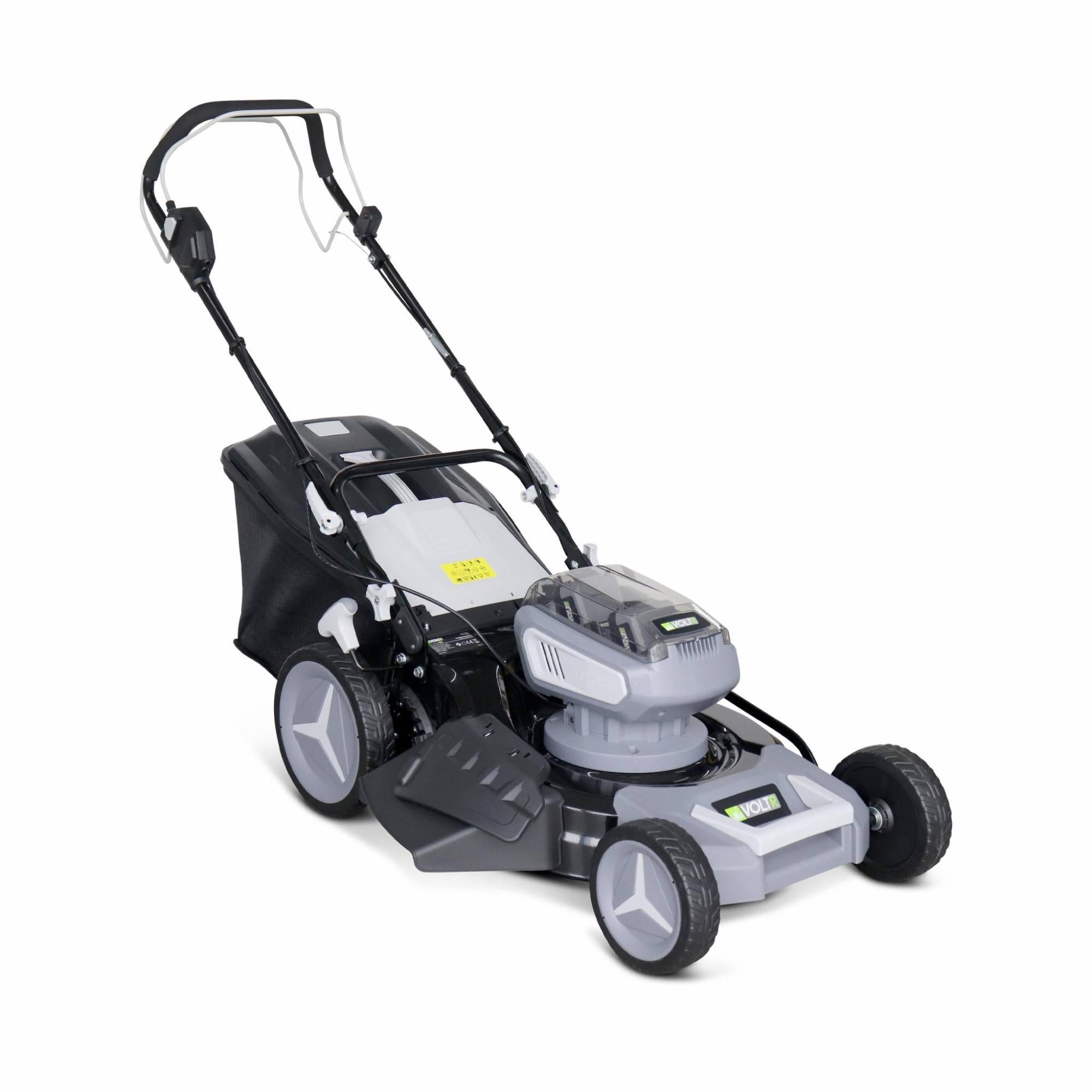 VOLTR 36V - Cortacésped sin cable 46cm - 2x Baterías 18V Litio 8.0Ah + cargador rápido doble, recogedor de césped 50L | Merlin