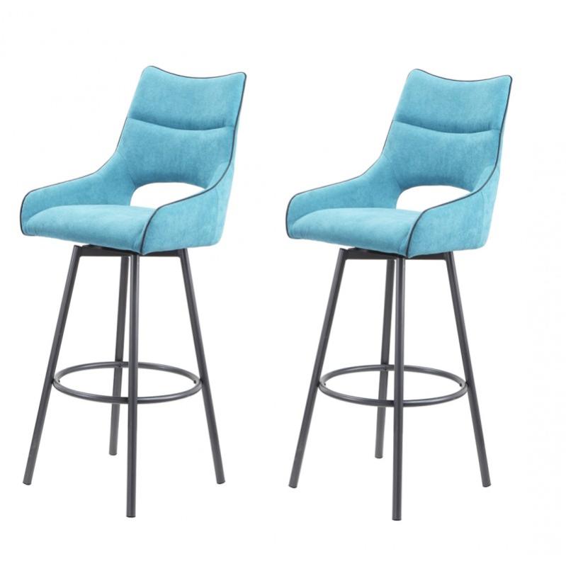 Lot de 2 chaises hautes de bar tissu bleu  ROY  Leroy Merlin