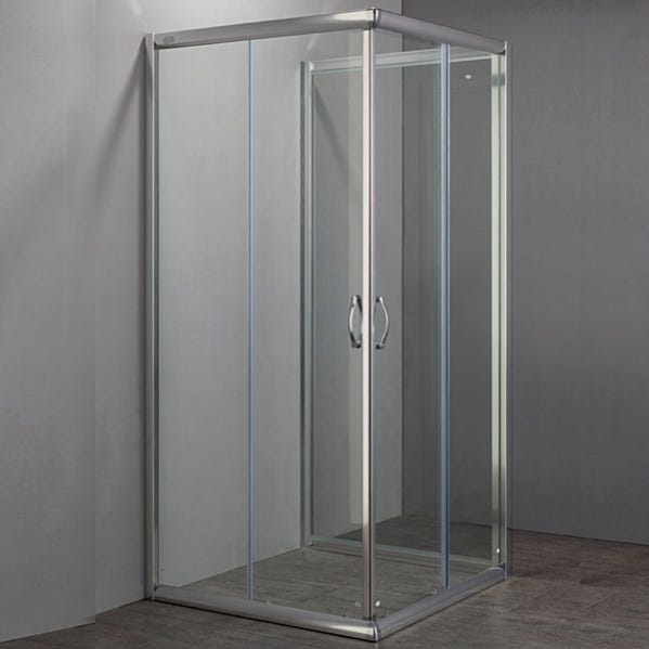 Box doccia 3 lati scorrevole a doppia porta trasparente o stampato 6mm h190 tris, tipo di vetro satinato, dimensioni 70x120x70 - 1