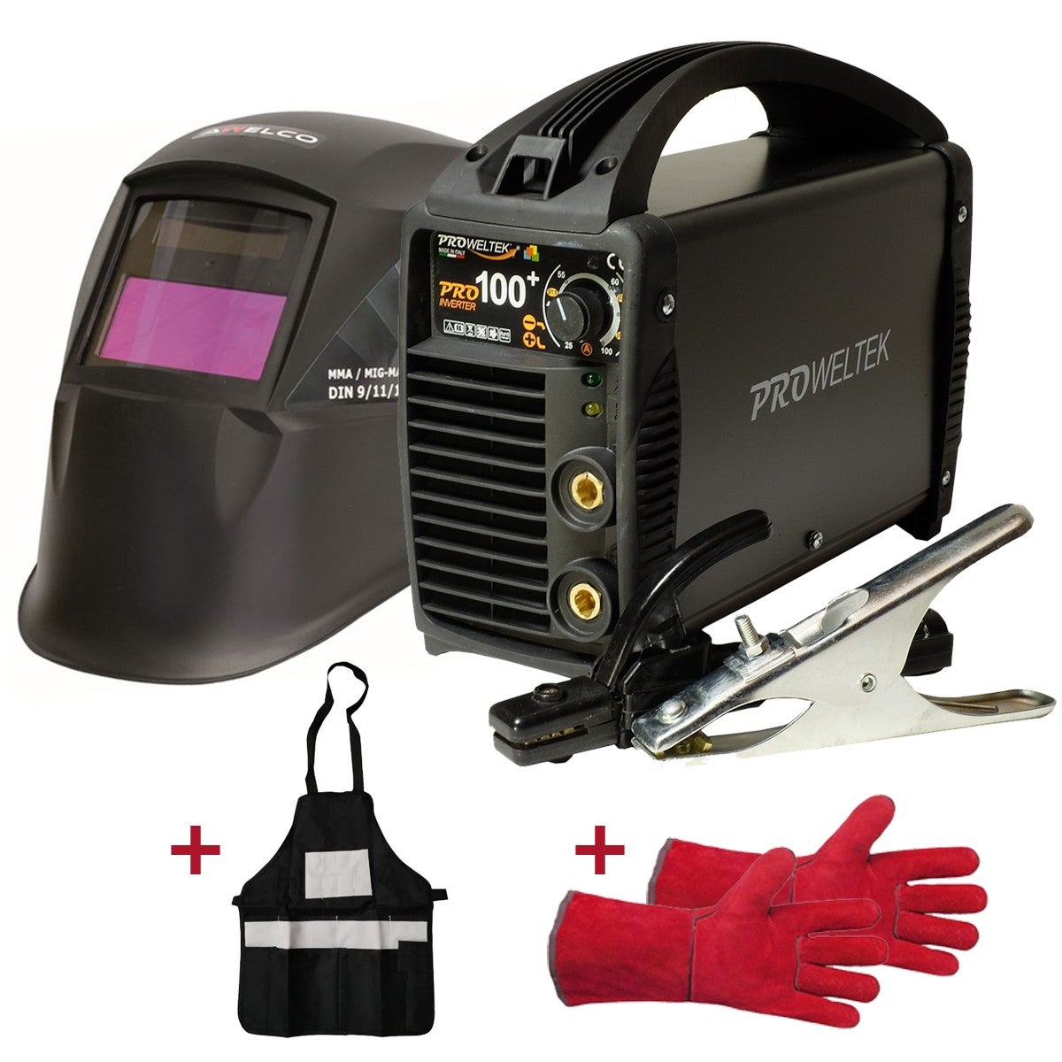 Poste à souder PRO100 INVERTER PACK CAGOULE LCD 9 13 TABLIER GANTS PROWELTEK Leroy Merlin