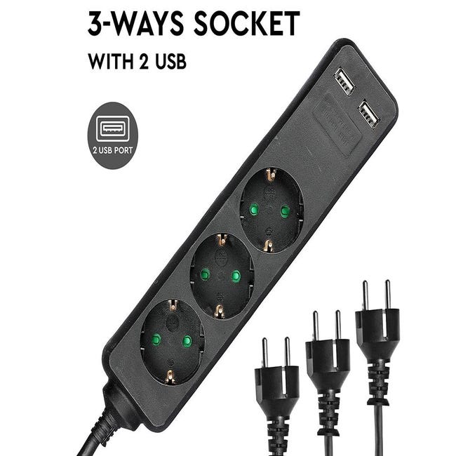 Protecteur de surtension pour prise murale USB, rallonge à 5