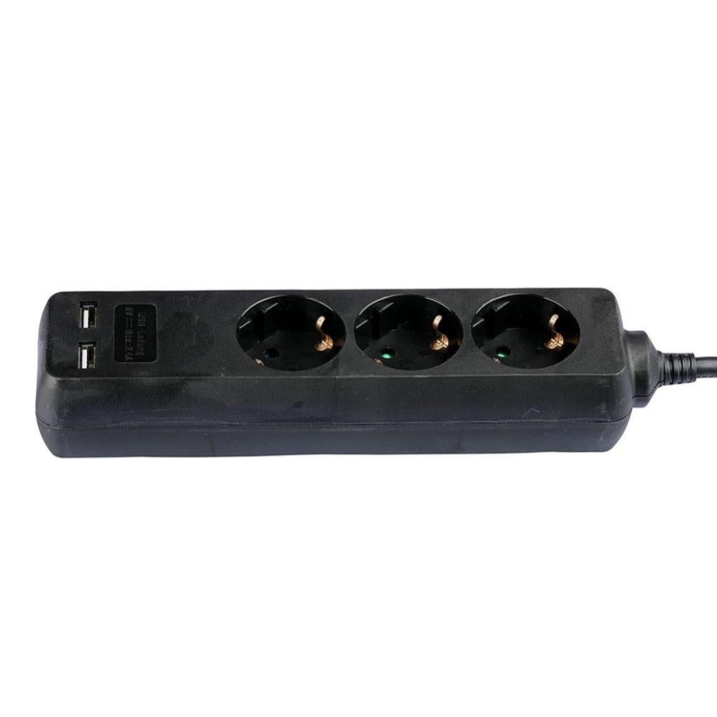 Multipresa Ciabatta Elettrica Con 2 USB e 3 Posti Schuko 10A Cavo Lunga 1.5 Met 