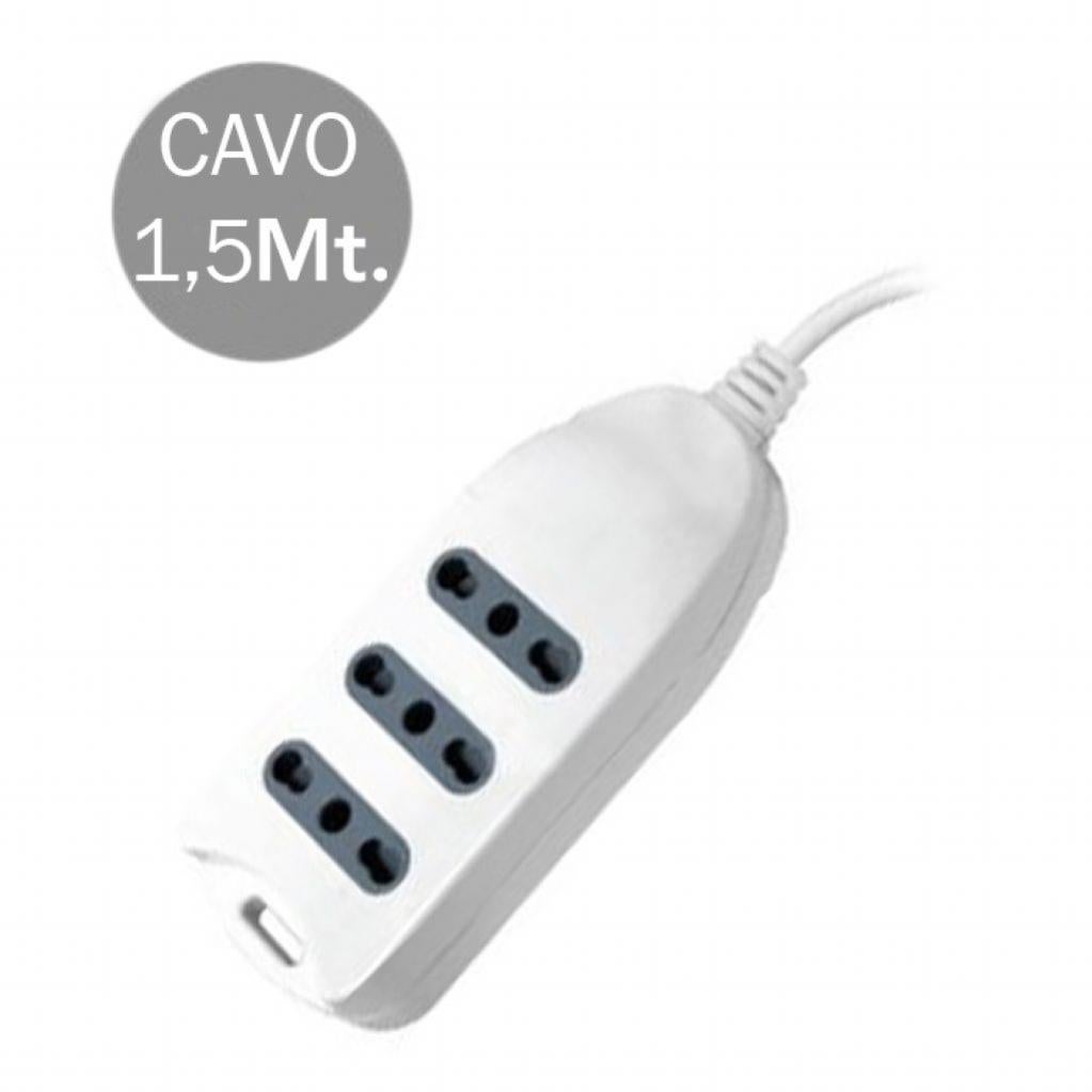 Prolunga Elettrica 5 Metri Bipasso 10/16A - Cavo Bianco Per Casa E Ufficio - Foto 6
