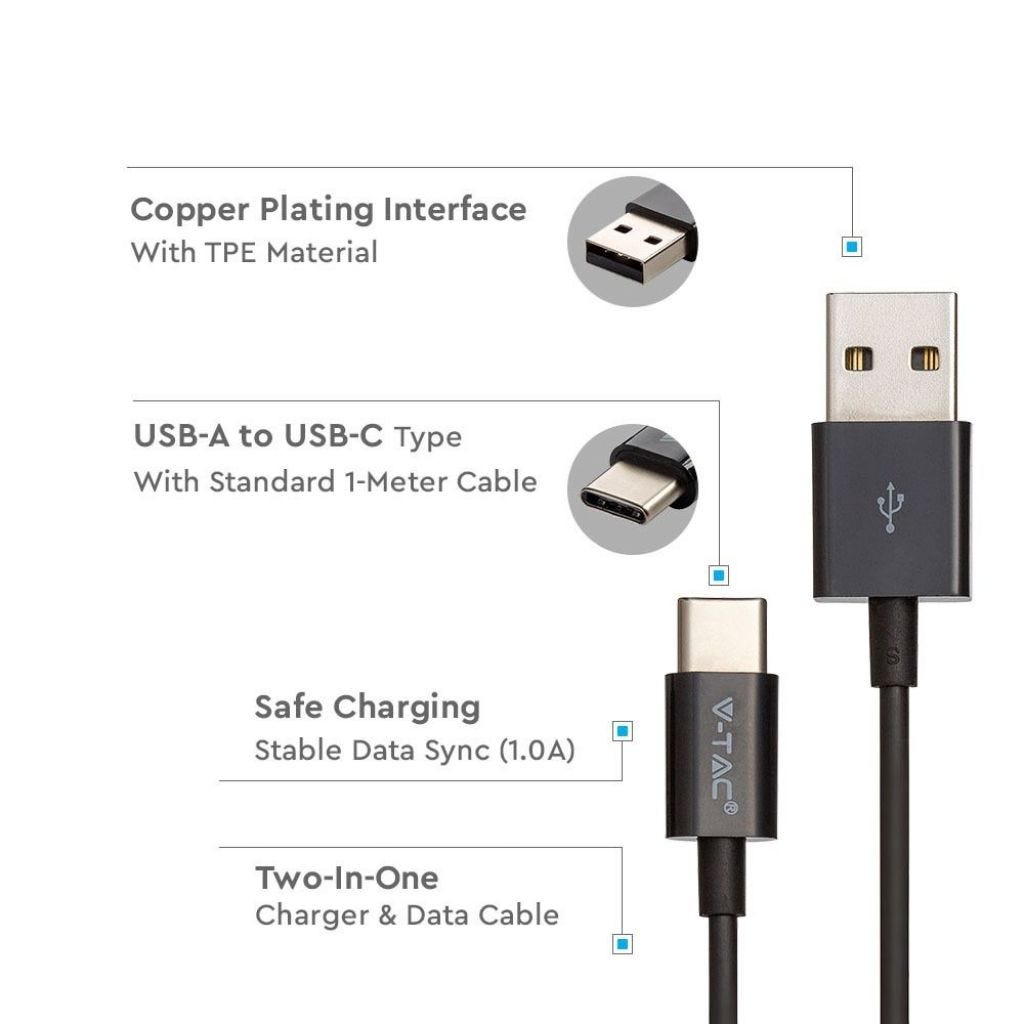 Câble de chargement USB vers USB-C 1 m noir